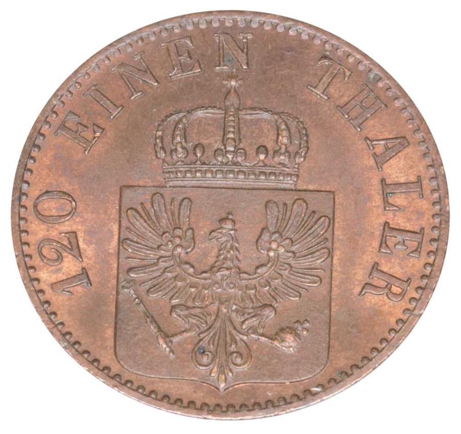 3 fenigi 1861 Wilhelm I Hohenzollern Niemcy Berlin A