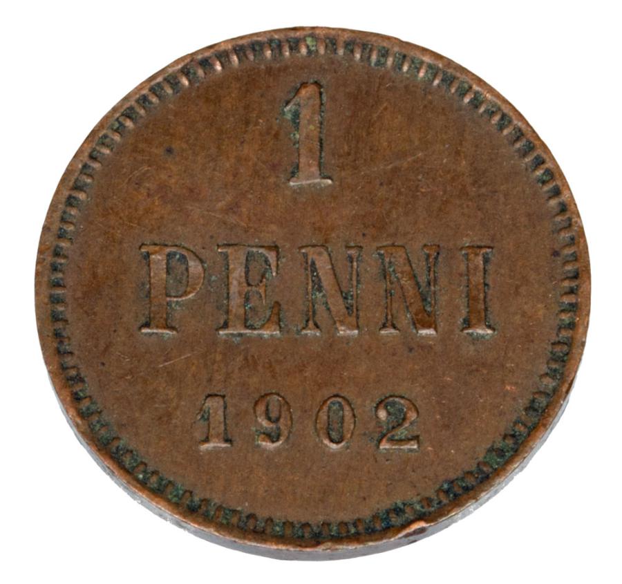 1 penni 1902 Mikołaj II Finlandia okupacja rosyjska Helsinki