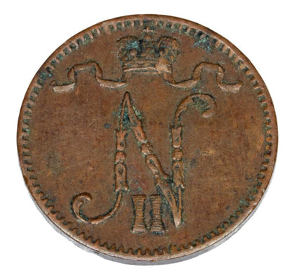 1 penni 1902 Mikołaj II Finlandia okupacja rosyjska Helsinki