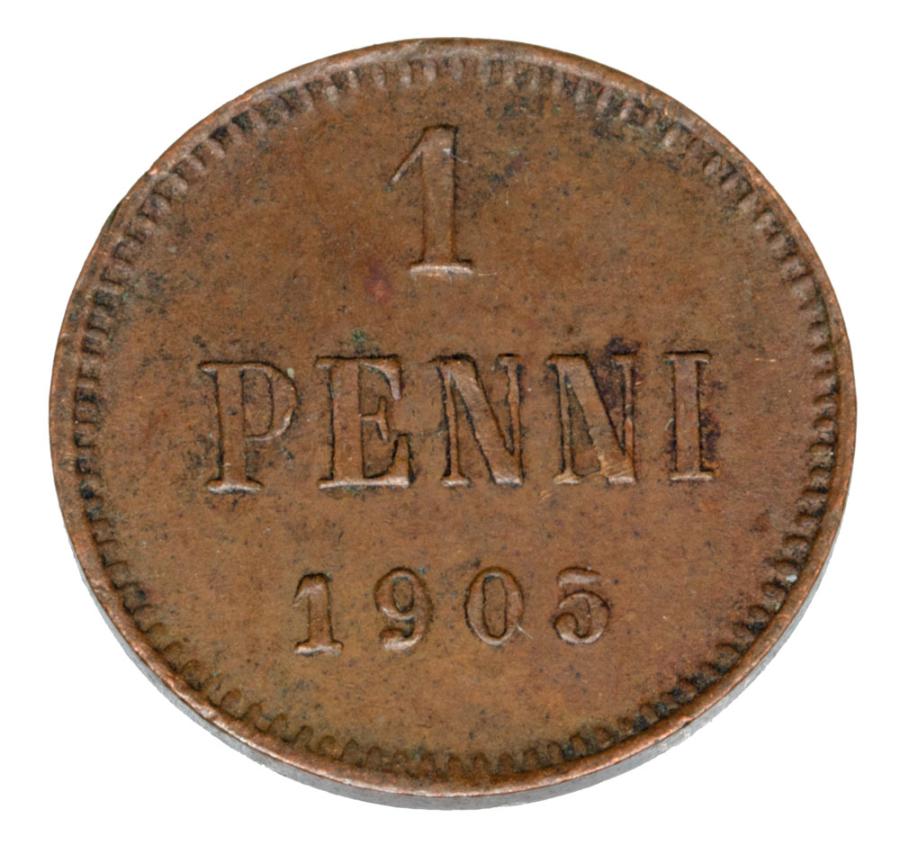 1 penni 1905 Mikołaj II Finlandia okupacja rosyjska Helsinki