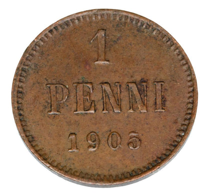 1 penni 1905 Mikołaj II Finlandia okupacja rosyjska Helsinki