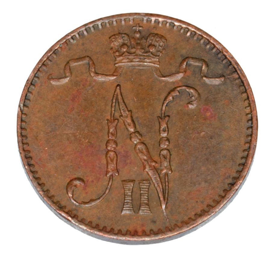 1 penni 1908 Mikołaj II Finlandia okupacja rosyjska Helsinki
