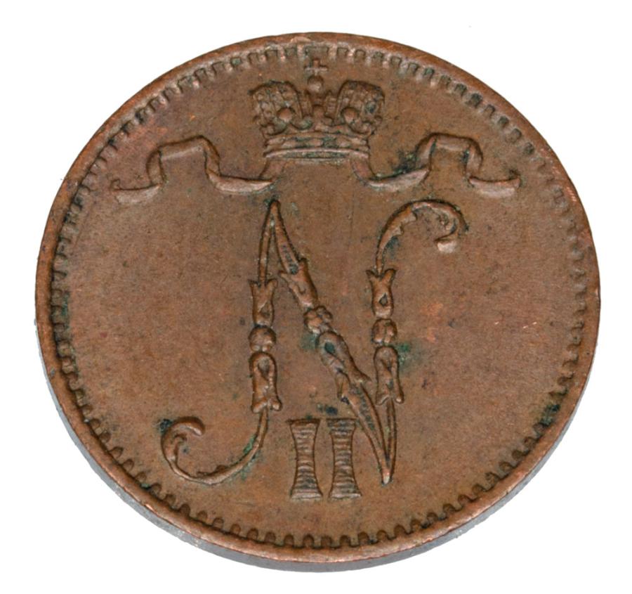 1 penni 1909 Mikołaj II Finlandia okupacja rosyjska Helsinki