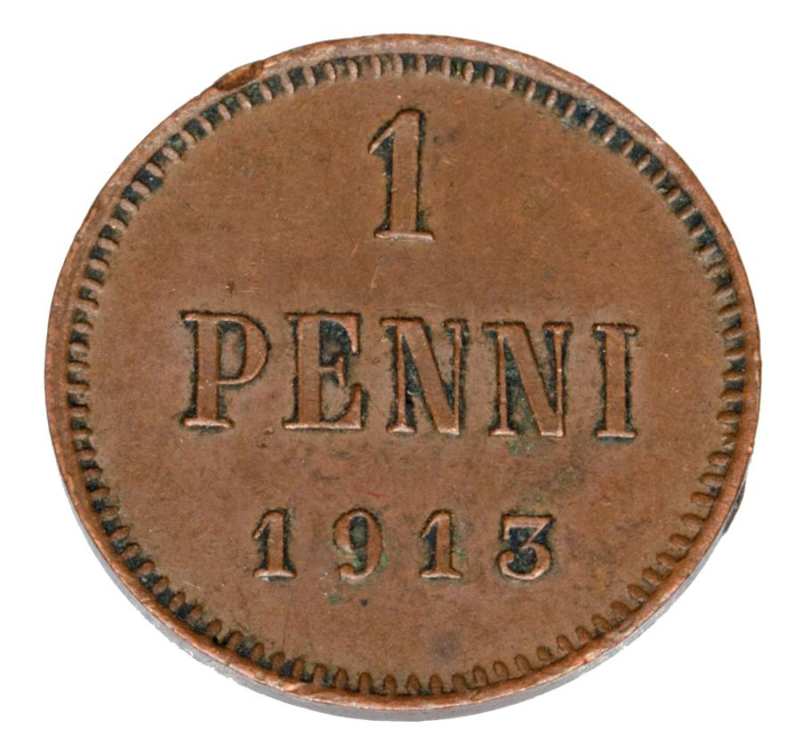 1 penni 1913 Mikołaj II Finlandia okupacja rosyjska Helsinki