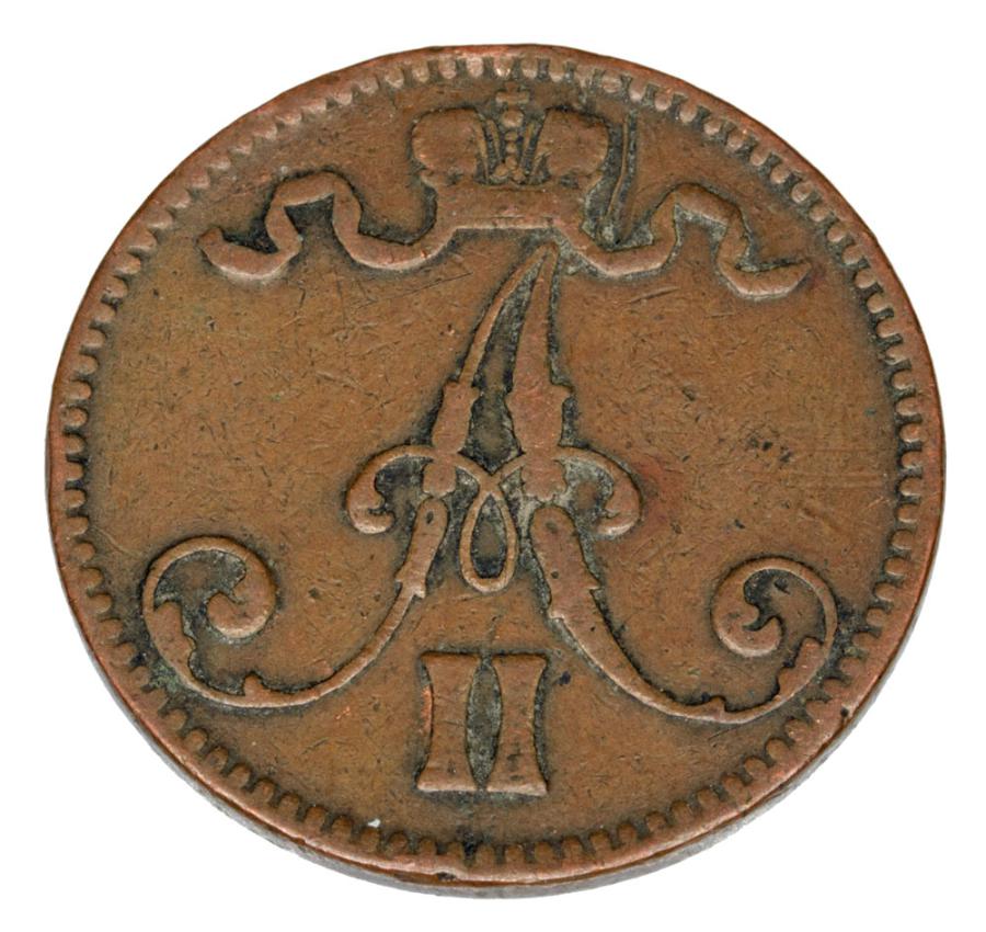 5 pennia 1867 Aleksander II Finlandia rosyjska Helsinki