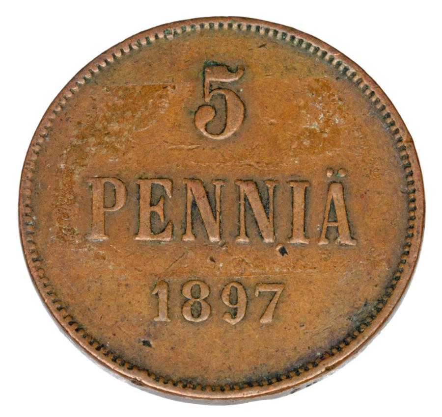 5 pennia 1897 Mikołaj II Finlandia rosyjska Helsinki