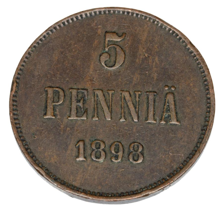 5 pennia 1898 Mikołaj II Finlandia rosyjska Helsinki