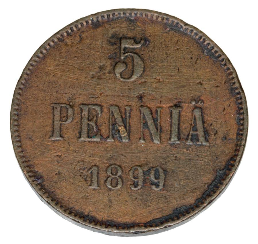 5 pennia 1899 Mikołaj II Finlandia rosyjska Helsinki