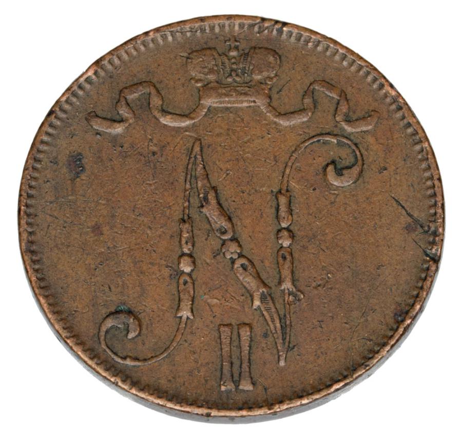 5 pennia 1907 Mikołaj II Finlandia rosyjska Helsinki