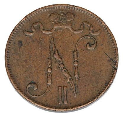 5 pennia 1907 Mikołaj II Finlandia rosyjska Helsinki