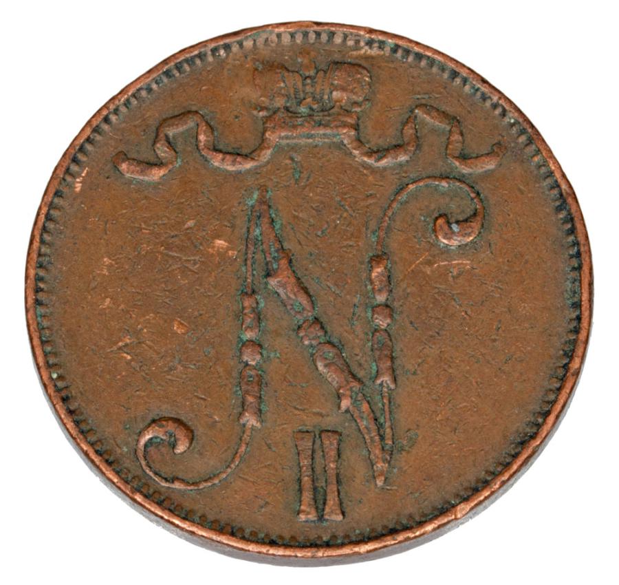 5 pennia 1908 Mikołaj II Finlandia rosyjska Helsinki