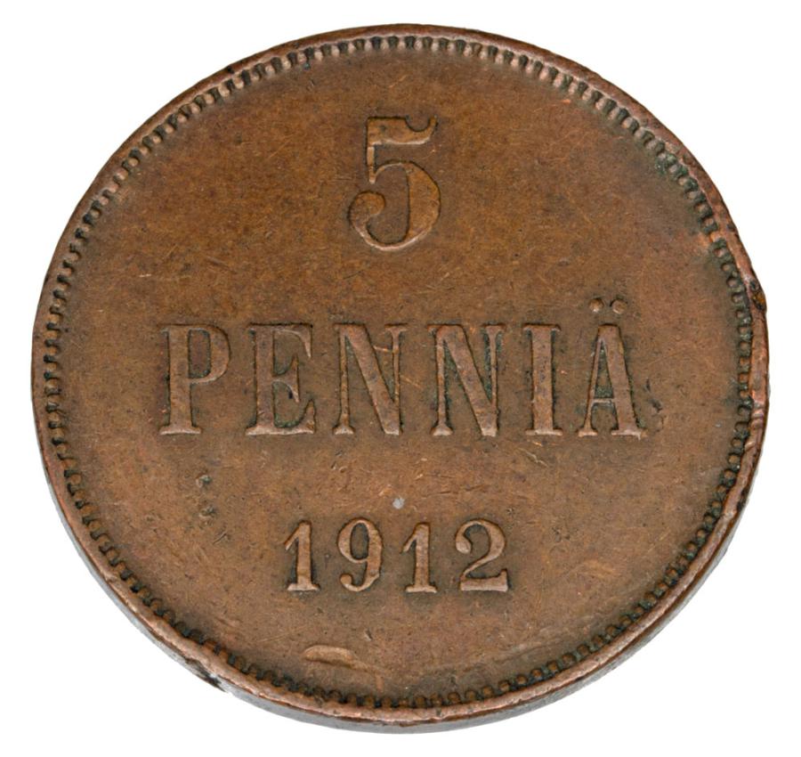 5 pennia 1912 Mikołaj II Finlandia rosyjska Helsinki