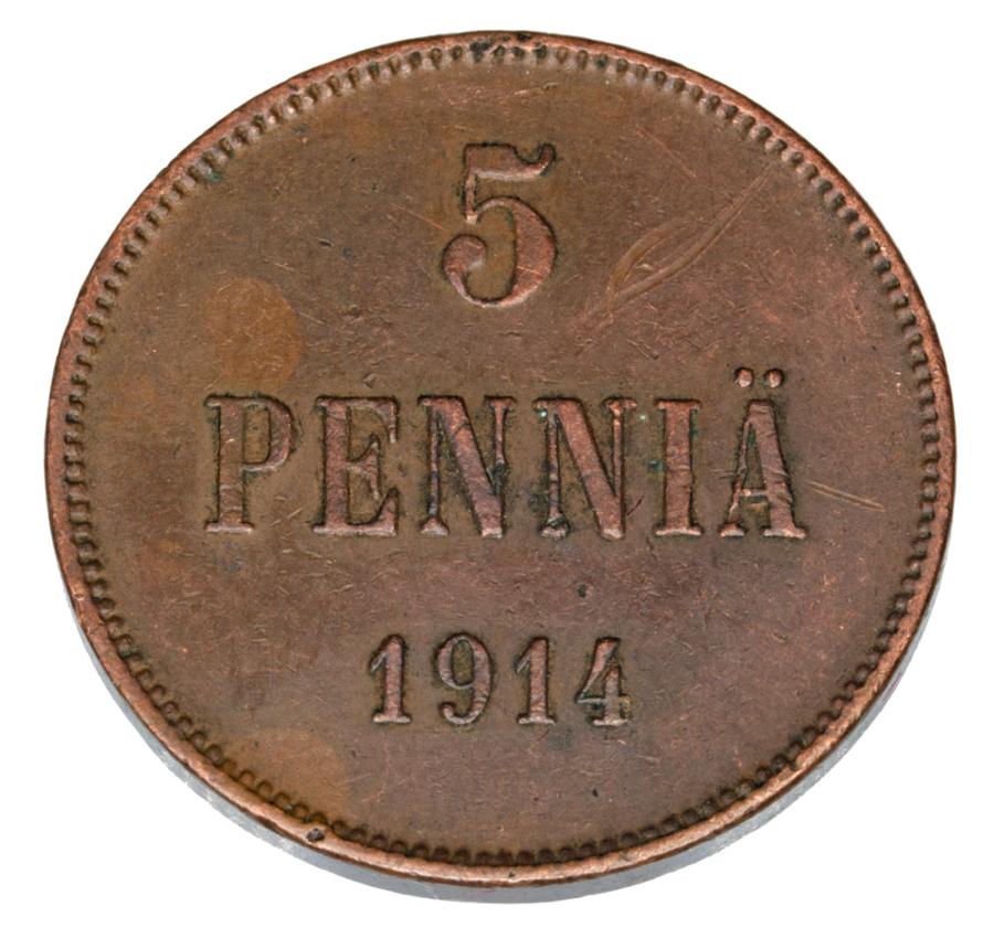 5 pennia 1914 Mikołaj II Finlandia rosyjska Helsinki