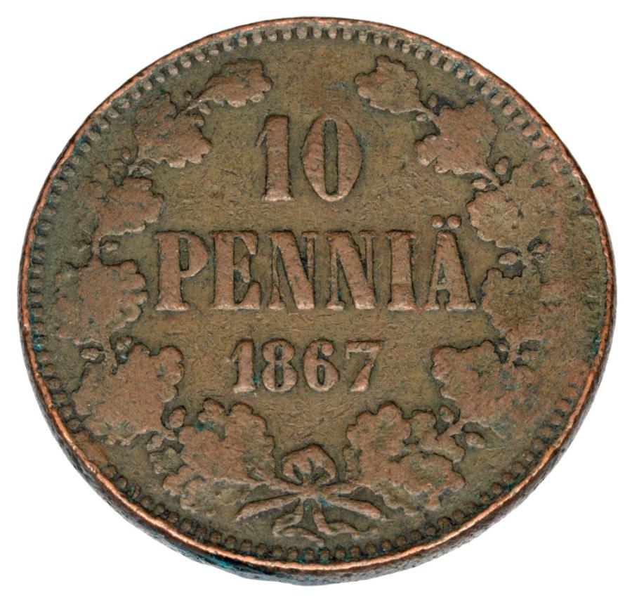 10 pennia 1867 Aleksander II Finlandia rosyjska Helsinki