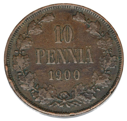 10 pennia 1900 Mikołaj II Finlandia rosyjska Helsinki