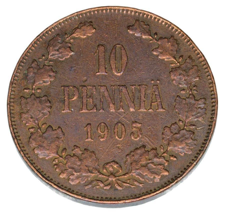 10 pennia 1905 Mikołaj II Finlandia rosyjska Helsinki