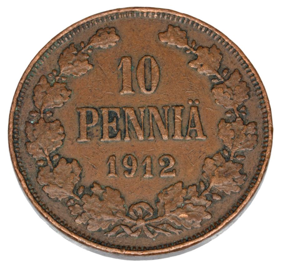 10 pennia 1912 Mikołaj II Finlandia rosyjska Helsinki