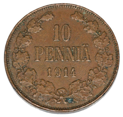 10 pennia 1914 Mikołaj II Finlandia rosyjska Helsinki