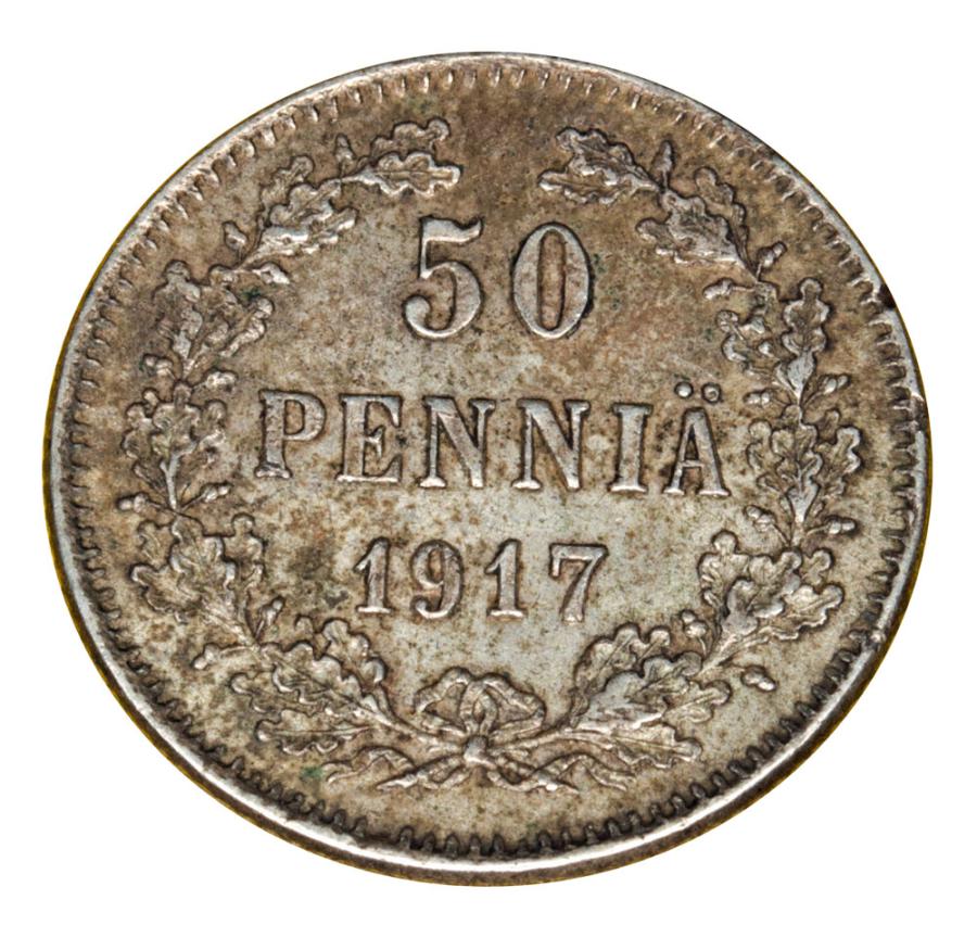 50 pennia 1917 Mikołaj II Finlandia rosyjska Helsinki