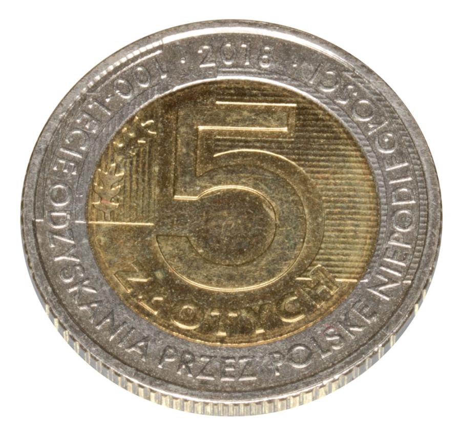 5 złotych 2018 Polska Warszawa 100 lat niepodległości
