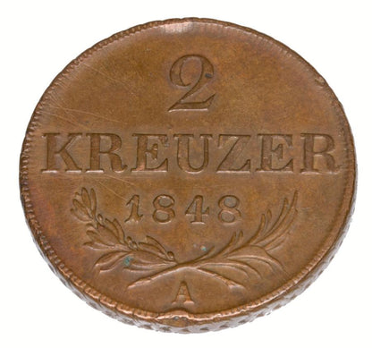 2 krajcary 1848 Franciszek Józef I Austria Wiedeń