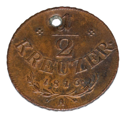 1/2 krajcara 1816 Franciszek II Habsburg Austria Wiedeń