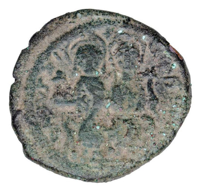 1/2 follis 575-576 Justyn II Bizancjum Kyzikos