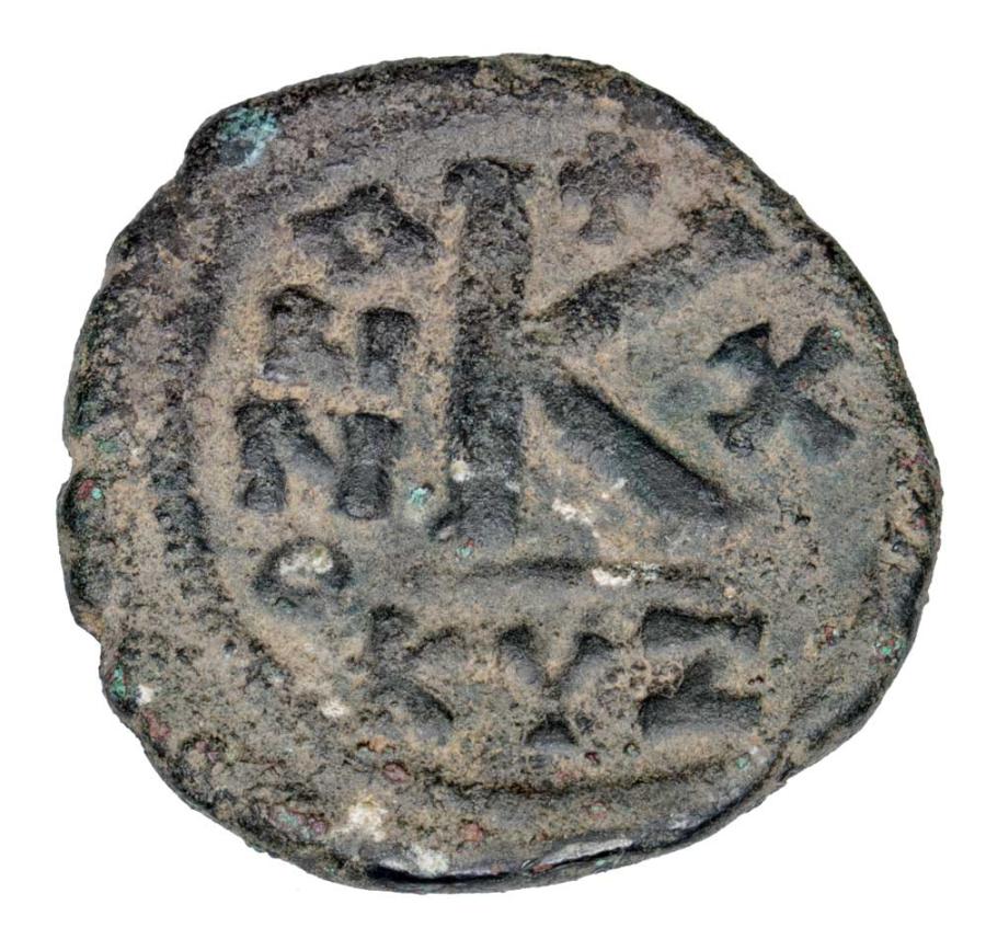 1/2 follis 575-576 Justyn II Bizancjum Kyzikos