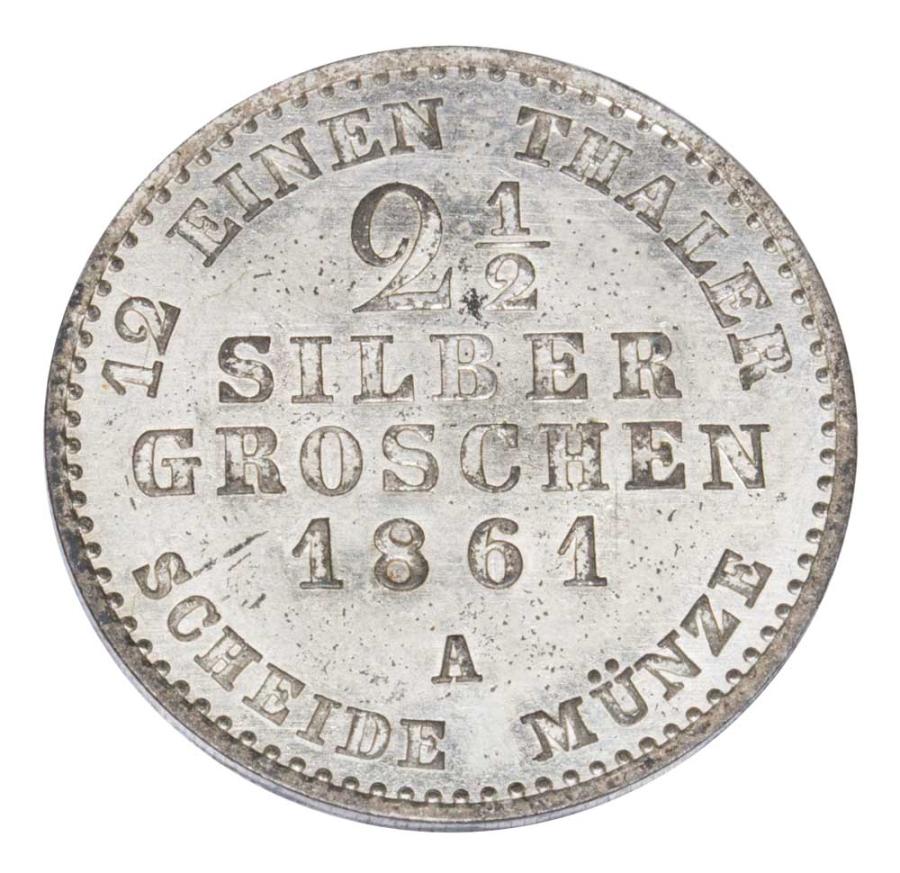 2 1/2 grosza srebrnego 1861 Wilhelm I Niemcy Berlin A