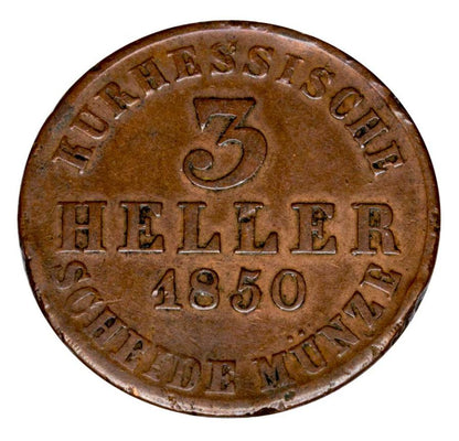 3 halerze 1850 Fryderyk Wilhelm I Niemcy Hesja Kassel