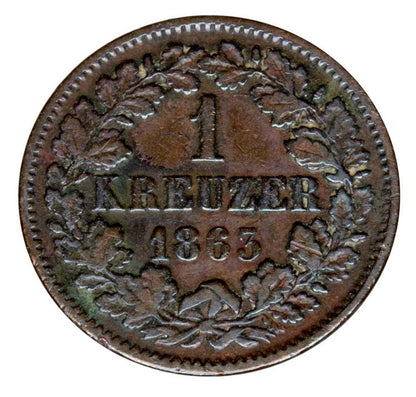 1 krajcar 1863 Fryderyk I Badeński Niemcy Badenia