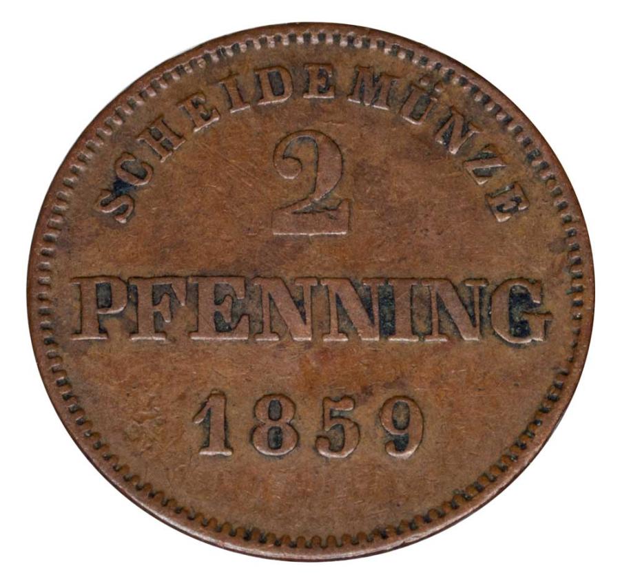 2 fenigi 1859 Maksymilian II Niemcy Bawaria