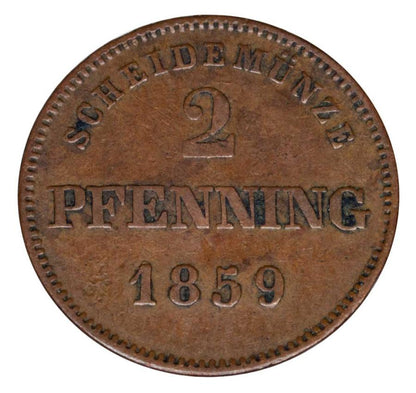 2 fenigi 1859 Maksymilian II Niemcy Bawaria