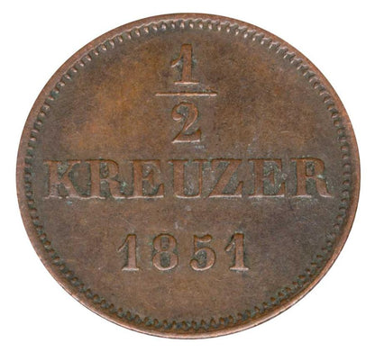 1/2 krajcara 1851 Maksymilian II Niemcy Bawaria