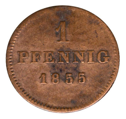 1 fenig 1855 Maksymilian II Niemcy Bawaria