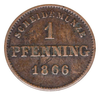 1 fenig 1866 Ludwik II Wittelsbach Niemcy Bawaria