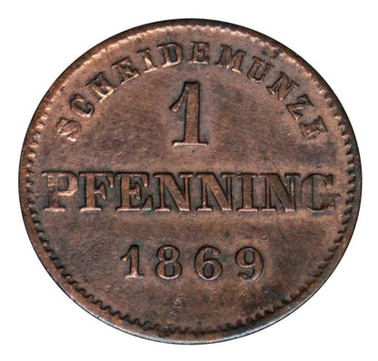 1 fenig 1869 Ludwik II Wittelsbach Niemcy Bawaria
