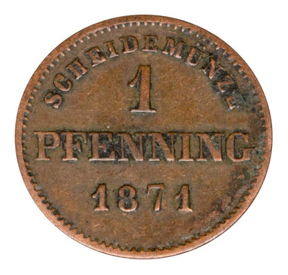 1 fenig 1871 Ludwik II Wittelsbach Niemcy Bawaria