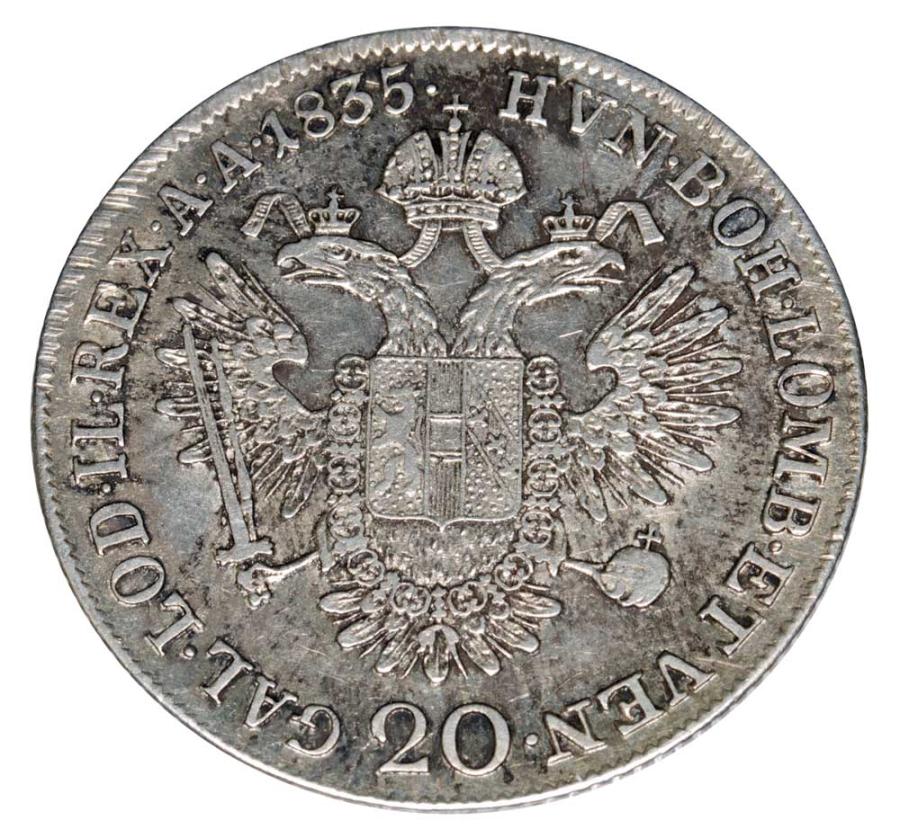 20 krajcarów 1835 Franciszek Józef I Austria Praga C