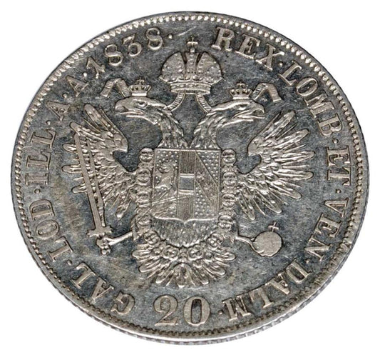 20 krajcarów 1838 Ferdynand I Habsburg Austria Praga C
